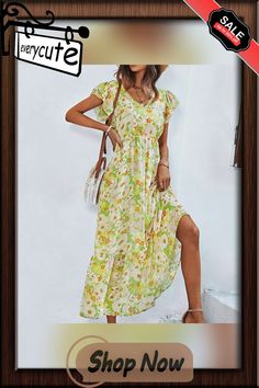 Vestidos Vintage Ruffles Print Short Sleeve Summer Beach Sweet Dresses Casual V Neck Floral Maxi Long Dress Vestidos Mujer Sweet Dresses Casual, Long Floral Maxi Dress, Sweet Dresses, Maxi Long Dress, Vestidos Vintage, Sweet Dress, Floral Maxi, Long Maxi Dress, Dresses Casual