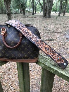 Brown Floral handbag strap Elegant Brown Rectangular Bag Strap, Elegant Brown Bag Strap For Daily Use, Luxury Brown Leather Bag Strap, Elegant Brown Engraved Bags, Elegant Engraved Brown Bags, Floral Handbags, Flower Center, Purse Strap, Make An Effort