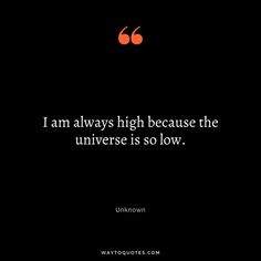 the quote i am always high because the universe is so low