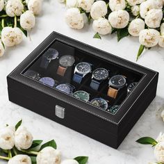 Indulge in the epitome of craftsmanship with our meticulously crafted Watch Box, designed to safeguard and showcase your cherished timepieces in style. Adorned with soft velvet lining to shield your watches from scratches, meticulously fashioned from premium PU for enduring quality, and secured with a sturdy metal clasp for enhanced protection. Modern Black Box Watch Accessories, Modern Black Box-shaped Watch Accessories, Black Rectangular Case Watch Accessories For Formal, Black Rectangular Watch Accessories For Gift, Watch Display Case, Leather Organizer, Watch Storage Box, Leather Organization, Watch Storage