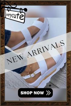 Women Sandals New Heels Woman Platform Wedges Shoes Ladies Summer Sandals Buckle Non-slip Beach Sandals Plus Size 35~43 Summer Vacation Platform T-strap Sandals, White High Heel T-strap Sandals For Summer, White High Heel Slingback Sandals For Summer, Beach Platform T-strap Sandals, Trendy High Heel Sandals For Beach Season, Beach T-strap Platform Sandals, White Platform Slingback Sandals For Summer, Trendy High Heel Slingback Sandals For Vacation, White Open Toe Wedge Sandals For Beach Season