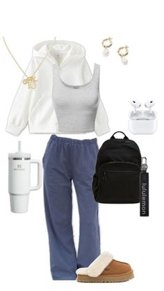 Cozy Sweatpants Outfits, Cool Sweatpants, Sweatpants Outfit Ideas, Comfy School Outfits, Class Outfits, Sweatpants Outfits, Simple Outfits For School, Cozy Sweatpants, Baggy Sweatpants