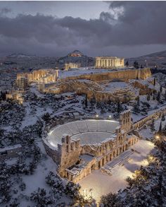 an aerial view of the acrobatic stadium in winter