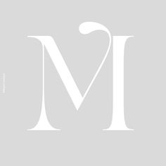 the letter m in white on a gray background