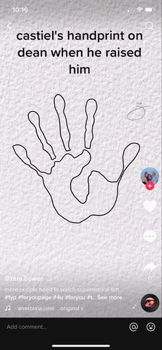 an image of a hand with the words castle's handprint on it