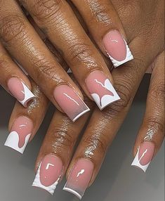 Cute White Short Acrylic Nails, Cheer Friendly Nails, Cute French Tip Designs, Cute French Tip, Acrylic Nail Designs Classy, Trendy Nails Ideas, 4a Natural Hair, Beauty Hacks Nails