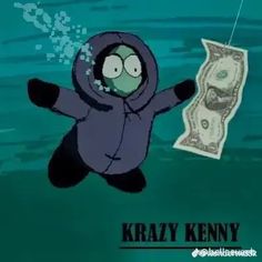 a cartoon character holding a money bill in front of the caption's name