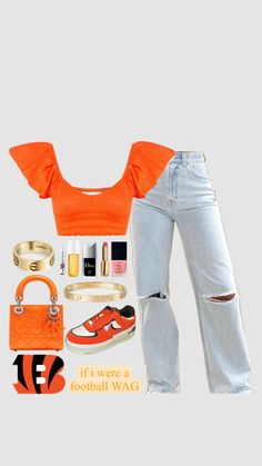 🐯🧡 #outfitinspo #fyp #bengals #gameday Cincinnati Bengals Outfit Ideas, Bengals Game Day Outfit Women, Bengals Gameday Outfit, Nfl Game Day Outfit Woman, Cute Football Outfit, Nfl Wives