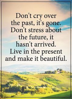 Don't cry over the past, it's gone; and don't stress about the future.. Live in the present and make it #beautiful. Quotes To Remember, Feel Like Giving Up, Thinking Quotes, Power Of Positivity, Remember When, Quotable Quotes, Wise Quotes, Beautiful Quotes, Great Quotes