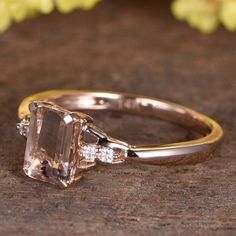 Valentine's gift 5x7mm emerald cut morganite engagement ring 14k rose gold Main ring: Band Width (bottom) approx 1.4mm 5x7mm 1ct Emerald Cut VS Natural Pink Morganite, 0.08ctw Round Cut SI-H Diamonds Plain band style Return and refund: We provide 30days return and exchange service. (Custom order is made by Unique demand, will be non-returnable and non-refundable). As every item in my shop is handmade to order, if you unsatisfied with it and would like to return, Each ring standard shipping fee ( Rectangular Rose Gold Jewelry With Prong Setting, Rose Gold Emerald-cut Diamond Ring For Proposal, Emerald Cut Rose Gold Jewelry For Proposal, Rose Gold Emerald Cut Jewelry For Proposal, Formal Emerald Cut Morganite Jewelry, Rose Gold Emerald Cut Promise Ring, Rose Gold Emerald-cut Ring For Promise, Rose Gold Rectangular Ring For Anniversary, Radiant Cut Rose Gold Rings For Gift