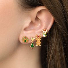 Who else is ready for a holly jolly holiday? Our Disney Home For the Holidays Earring Set will help you spread Christmas cheer every time you wear them! This set features a Mickey Christmas tree, gingerbread house, gingerbread and snowman. These are the perfect way to add a touch of Disney magic to your Christmas season! Mickey Christmas Tree, Tree Gingerbread House, Christmas Tree Gingerbread, Disney Princess Villains, All Disney Princesses, Mickey Christmas, Jolly Holiday, Woody Toy Story, Flat Back Earrings