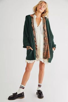 Swim Too Deep Cardi | Free People Free People Maternity, Free People Swim, Exaggerated Sleeves, Knitwear Fashion, Free People Sweaters, Clothing Dresses, Dream Wardrobe, Long A Line, Boho Outfits