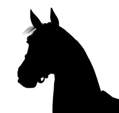 the silhouette of a horse's head is shown in black against a white background