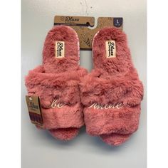 New Women's Deluxe Memory Foam By Dearforms Faux Fur Slide Slip On Slippers Comfort * Large 9-10 *Pink - Plush Upper With Embroidered Detail “ Be Mine” & Pink Hearts Trim *Jersey Lining And Plush Sock. *No Sweat Comfort- These Slippers Feature Breathable, Temperature Regulating Df Adapt Technology, Essential For Keeping Feet Dry, Never Sweaty All Day Long. * Memory Foam Insole Adds Extra Comfort * Easy On/Off Design With Indoor/Outdoor Bottom. *Machine Washable For Long Lasting Freshness. ** Dis Pink Flat Synthetic Slippers, Pink Synthetic Winter Slippers, Pink Synthetic Slippers For Indoor Use, Slip On Slippers, Faux Fur Slides, Slide Slippers, Pink Fur, Pink Faux Fur, Pink Hearts