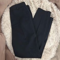 Dark Blue/Navy Ankle Slacks. Nwt. Never Worn. Elastic Around Inside Waist. Navy Straight Leg Dress Pants For Work, H&m High-waisted Workwear Bottoms, H&m Fitted Bottoms For Business Casual, Chic Formal Bottoms From H&m, Navy Straight Work Pants, Elegant H&m Business Casual Bottoms, Navy High-waisted Pants For Work, H&m High-waisted Pants For Work, H&m Trousers For Business Casual