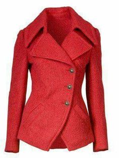 Fhhv Baby Pink Coat, Red Peacoat, Poppy Color, Fall Blazer, Red Fall, Big Collar, Red Boots, Fall Coat, Red Coat