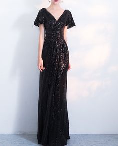 Gold Sequin Dress Long, Long Slim Dress, Junior Prom Dress, Sequin Dress Long, Cheap Evening Gowns, Long Sequin Dress, Junior Prom, Junior Prom Dresses, V Neck Prom Dresses