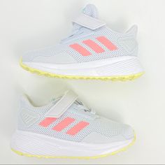 ****Browse All Of My Listings For Kids Clothing, Shoes And Accessories**** Brand New With The Box Adidas Duramo 9 Infant/Baby Sneakers Mesh Upper/Adjustable Strap Color: Light Gray/Pink Stripes/Light Yellow Bottom Size 6k Breathable Sneakers For School In Spring, Adidas Running Shoes For Spring, Adidas High-top Running Shoes For Spring, Sporty Non-slip Running Shoes For School, Pink Slip-on Sneakers For School, Adidas Running Shoes For Spring With Round Toe, Adidas Spring Running Shoes With Round Toe, Casual White Running Shoes For School, Adidas School Sneakers