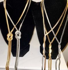 Holy beautiful! These are wrote snake chains, either 18 karat, gold, plated, or sterling, silver, or both There are two different styles. The first style is a rope loop I have in gold or!  The second style is a rope twist I have in gold, silver, or gold/silver combo!  both styles are 18 inch chains very high quality thick good material!! Rope Twist, Chain Necklaces, Rope Chain, Snake Chain, Chains Necklace, Different Styles, Favorite Jewelry, Silver Gold, Two By Two