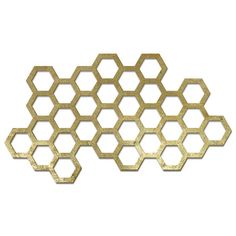 three gold hexagonals are shown on a white background and one is made out of