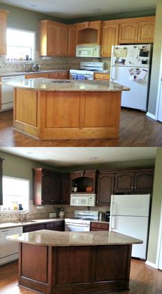 before and after pictures of a kitchen remodel