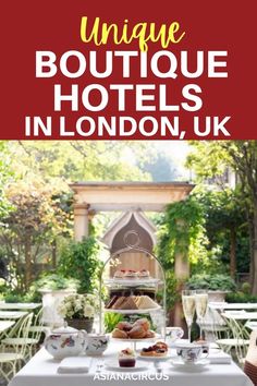 an outdoor table with food and drinks in london, uk on the cover of this travel guide