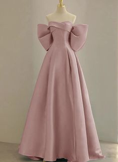 Pink Off Shoulder Satin Long Simple Party Dress, Pink Satin Evening Dr Pink Satin Prom Dress, Simple Party Dress, Prom Dresses Pink, Prom Dresses Long Pink, Pink Evening Dress, Prom Dresses Yellow, Purple Prom Dress, Floor Length Prom Dresses, Satin Evening Dresses