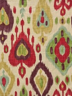 an old, colorful pattern on fabric