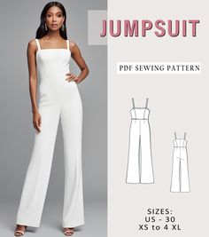 the jumpsuit sewing pattern is available in sizes xs to 4xl