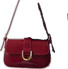 Red Handheld Shoulder Bag For Office, Luxury Red Bag With Hasp Closure, Red Formal Bag With Hasp Closure, Trendy Red Leather Baguette Bag, Trendy Red Crossbody Evening Bag, Trendy Red Shoulder Evening Bag, Red Satchel With Mobile Phone Bag For Office, Red Office Satchel With Mobile Phone Bag, Trendy Red Evening Bag