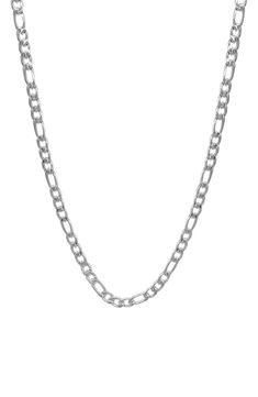 A sleek, refined stainless steel chain bracelet adds an edgy chic style for any look. Water resistance makes this extra durable for summertime styling. 24" long chain, 6mm width Lobster clasp closure This piece of jewelry is water-resistant and will not tarnish with water contact 14k-gold plated stainless steel Polish gently with cloth, wash with soap and hot water Imported Classic Link Chain Necklace In Stainless Steel, Classic Stainless Steel Link Chain Necklace, Classic Stainless Steel Oval Link Chain Necklace, Modern Stainless Steel Jewelry With Figaro Chain, Classic Stainless Steel Cable Chain Necklace, Modern Stainless Steel Figaro Chain Jewelry, Classic Stainless Steel Necklace With Solid Links, Silver Stainless Steel Figaro Chain Necklace, Classic Figaro Chain Metal Necklace