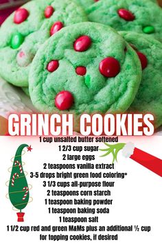 the recipe for christmas cookies is shown in this advertise with information about how to make them