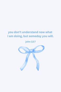 a blue ribbon with the words john 12 7 and an image of a bow on it