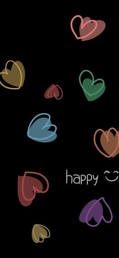 an image of happy valentine's day with hearts on the black backgroud