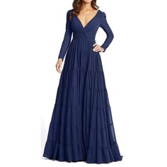 No Words For This One!! Absolutely Gorgeous Gown Leena For Mac Duggal Size 4 Nwt - New With Tag Retails $398 Color: Midnight Blue (Dark Navy) Elegant Evening Gown With A V-Neckline, Enchanting Long-Sleeves, And A Tiered Flowy Ruffle Skirt. Ieena For Mac Duggal Fully Lined Back Zipper 100% Polyester Long Sleeve Full Length V-Neck Style #55311 Tags; Black Tie, Wedding Guest, Formal Gown, Classic Gown Elegant Evening Gown, Mac Duggal Dress, A Line Long Dress, Long Sleeve Evening Gowns, Simple Prom Dress, Mac Duggal Dresses, Long Sleeve Gown, Evening Gowns Elegant, Chiffon Gown