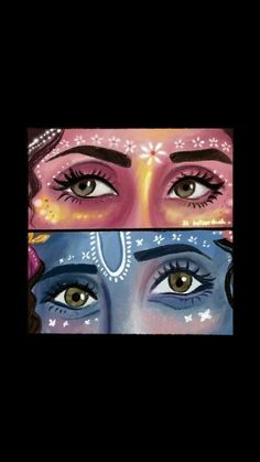 two images of eyes with different colors and shapes