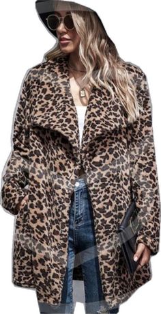 Fall Leopard Print Fur Coat With Faux Fur Lining, Fall Leopard Print Outerwear With Faux Fur Trim, Leopard Print Outerwear With Faux Fur Trim, Leopard Print Faux Fur Coat, Winter Leopard Print Faux Fur Outerwear, Chic Coat, Print Jacket, Faux Fur Coat, Leopard Print