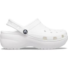 PRICES MAY VARY. What Size Should I Buy?: These Platform Women'S Crocs Offer A Roomy Fit And We Recommend Ordering A Size Up To The Next Largest Whole Size. They Also Feature Pivoting Heel Straps For A More Secure Fit Throughout The Day. Platform Shoes For Women: Reach New Heights With These Platform Crocs For Women. They Feature The Comfort And Style You Love About The Regular Classic Clogs, Plus A 1.6-Inch Platform Sole All The Way Around. Fun Platform Crocs: These Are The Crocs Women Need And Platform Crocs, White Crocs, Clogs Style, Crocs Clogs, Comfort Shoes Women, Platform Clogs, Women's Crocs, Clog Sandals, Slingback Shoes