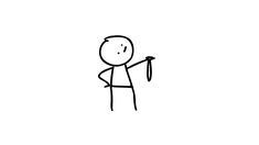 a stick figure is holding an umbrella in his hand