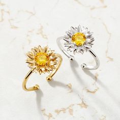 I Would Change The World For My Daughter Sunflower Ring – Storyjewellery Sunflower Rings, Bff Matching, Sunflower Ring, Zirconia Rings, Friendship Rings, Finger Rings, Matching Rings, My Sunshine, Crystal Flower