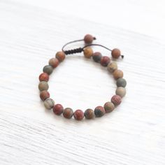 Wrist Malas Matte Riverstone Wrist Mala Adjustable Jasper Beaded Bracelets With 8mm Beads, Adjustable Earthy Beaded Bracelets For Meditation, Wrist Mala, Adjustable Knot, Double Wrap Bracelet, 108 Mala Beads, 108 Bead, Mala Bracelet, Mala Beads