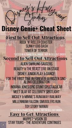 an advertisement for the disney gene and heat sheet tour