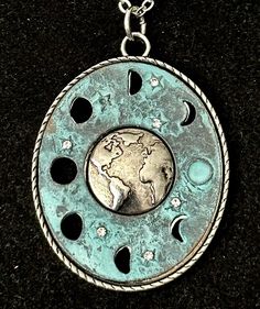 Necklace is silver in color Measures 18, 20, or 24 inches Pendant measures 2 inches in length and 1 inch in width Phases Of The Moon, Hippie Necklace, Small Gift Bags, Moon Phases, Small Gifts, The Moon, Hippie Boho, Necklace Etsy, 1 Inch