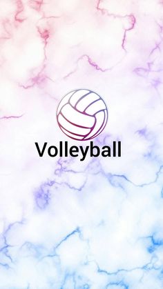 the volleyball logo is on top of a marble background with pink and blue colors in it