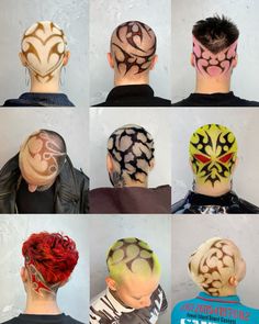 Shave Head Designs, Buzzed Hair Dye Designs, Buzz Cut Hair Dye Designs, Buzz Cut Art, Bleached Hair Men, Flame Hair