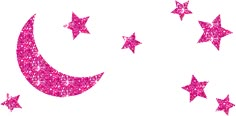 pink stars and a crescent on a white background