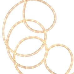 three white led rope lights are arranged on top of each other, with circles in the middle