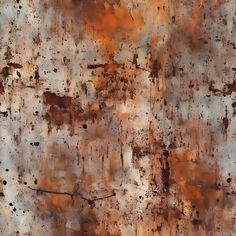 an old rusted metal surface with lots of brown and white paint on the top