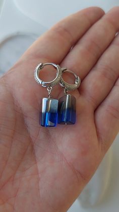 These small but bright earrings made of blue and silver colored glass look very impressive and original. They have earrings made of high-quality metal (stainless steel) and will serve you for a long time without darkening or oxidizing. Bright Earrings, Office Minimalist, Jewelry Board, Casual Earrings, Handmade Jewelry Necklace, Jewelry Boards, Glass Earrings, Blue Earrings, Etsy Jewelry