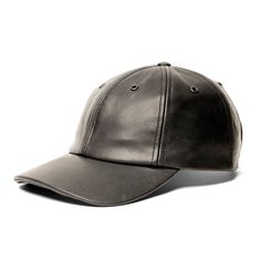 Six panel lambskin leather ballcap. Shell: 100% Leather Lining: 100% Polyester Made in Canada Washing Instructions: Leather Clean Only Crown Cap, Luxury Hats, Ivy Cap, Aviator Hat, Leather Hats, Fur Hat, Leather Cleaning, Earmuffs, Ball Cap